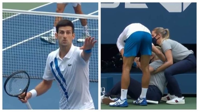 (VIDEO) Descalifican a Djokovic por golpear a una juez de línea