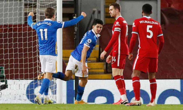 (VIDEO) VICTORIA DEL BRIGHTON: Vencieron al Liverpool en Anfield