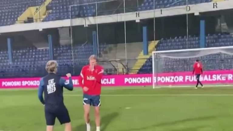 (VIDEO) Bombazo de Haaland, con broma incluida