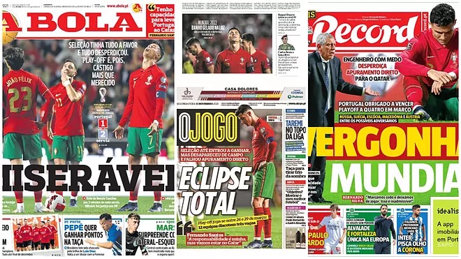 (FOTOS) Prensa de Portugal ESTALLA tras derrota de ayer