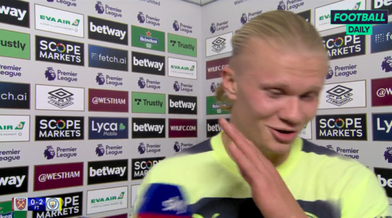 (VIDEO) Haaland y su blooper por TV “Oh, mier…”