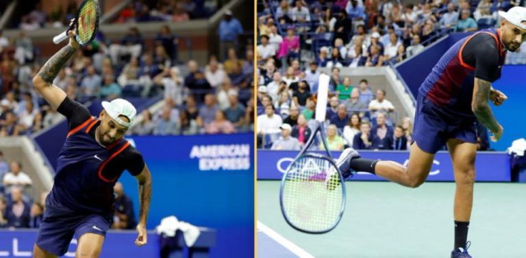 (VIDEO) Kyrgios desatado, así destrozó su raqueta tras ser eliminado del US Open