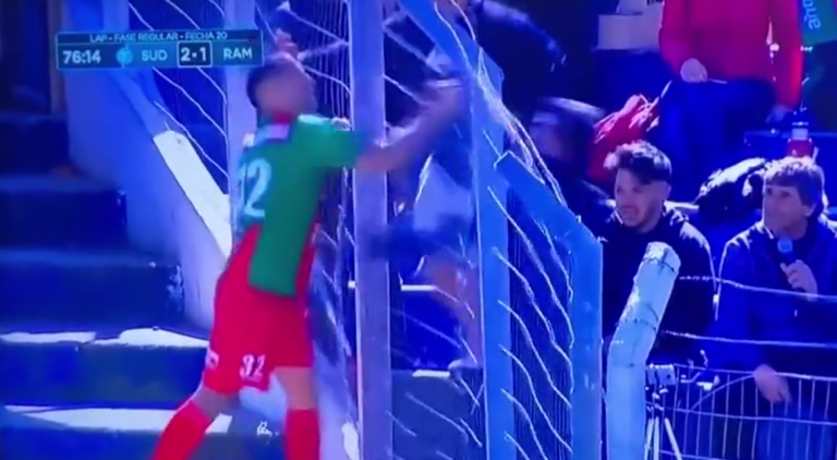 (VIDEO) Un jugador intentó agredir a un hincha tras ser expulsado