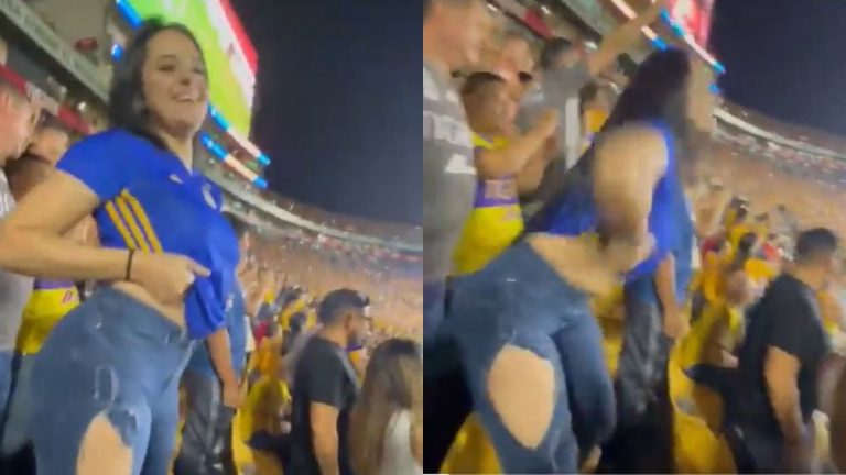 (VIDEO) Aficionada festeja el gol en topless y se vuelve viral