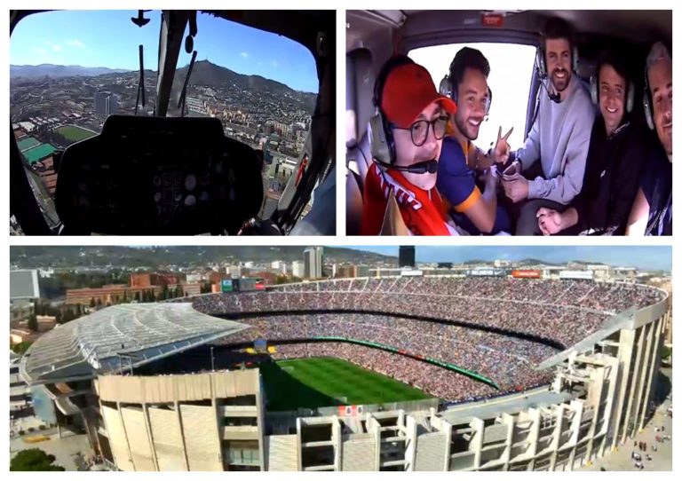 (VIDEO) Kings League: ¡Piqué llegó en helicóptero al Camp Nou!