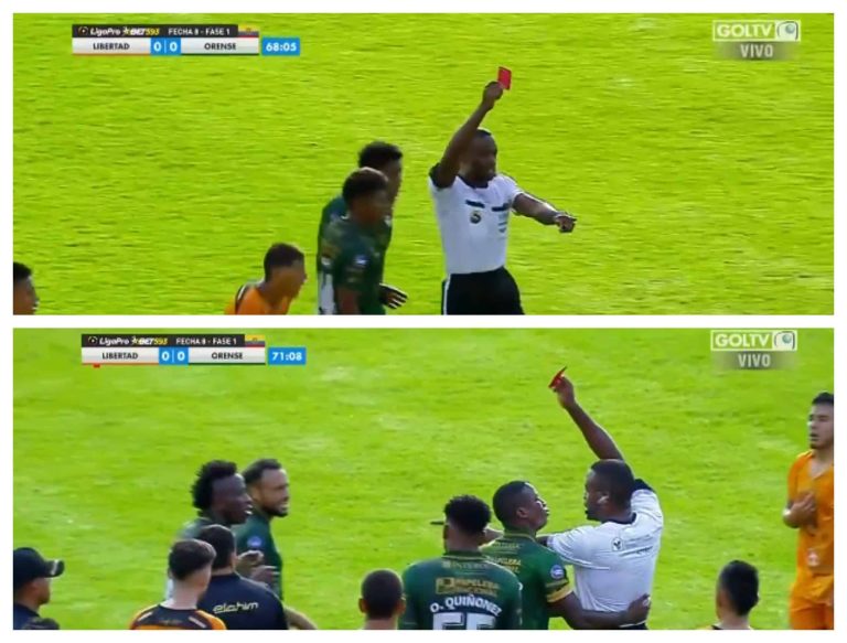 (VIDEO) La doble roja en la misma jugada entre Libertad y Orense