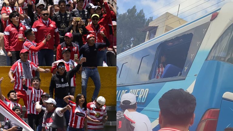 (FOTOS) Hinchas de Aucas atacaron a buses de los aficionados de Técnico Universitario