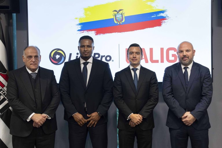 Miguel Ángel Loor se reunió en España con Daniel Noboa, Antonio Valencia y Javier Tebas