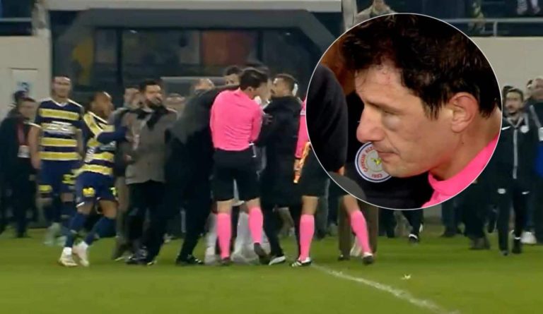 (VIDEO) VERGONOZOSO Y LAMENTABLE: El presidente de un club salta a la cancha a agredir al árbitro