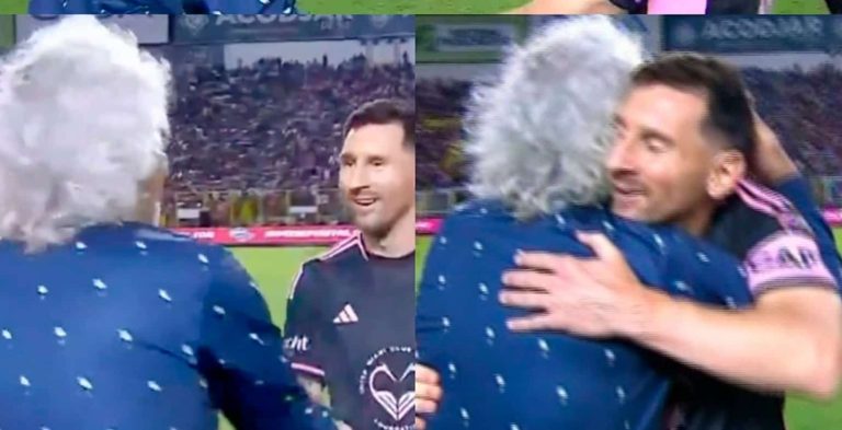 (VIDEO) Messi y ‘Mágico’ González, un abrazo en el Cuscatlán que pasa a la historia