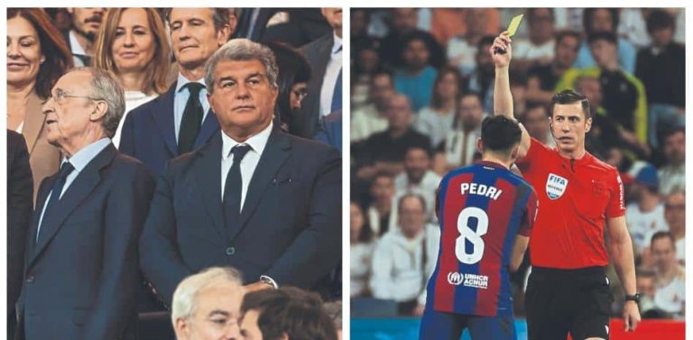 Florentino Pérez estuvo con los árbitros del Clásico en el túnel