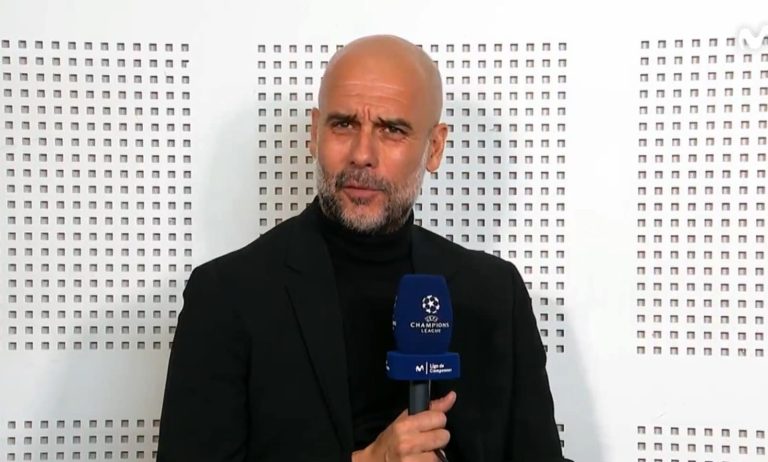 (VIDEO) La viral reacción de Guardiola al ser preguntado por el techo del Bernabéu