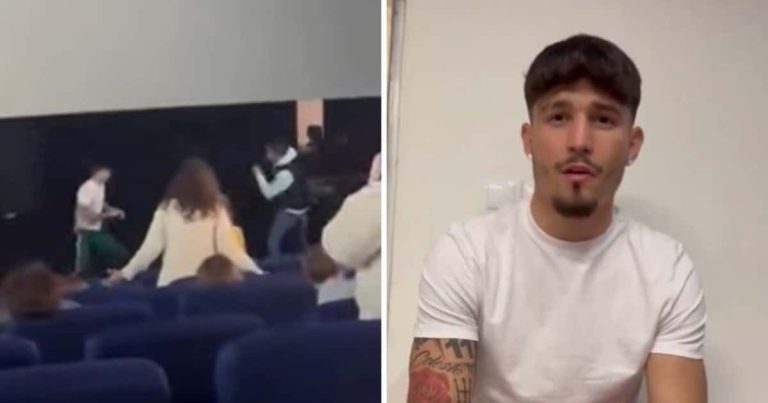 (VIDEO) Boxeador golpea a hombre que molestaba a su pareja en cine durante película Garfield