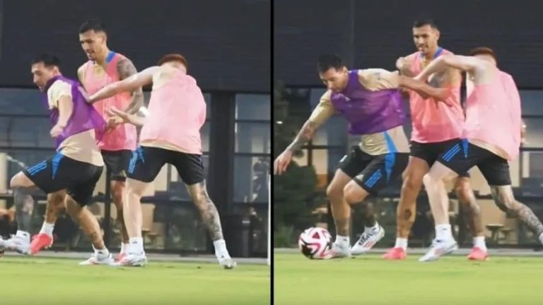 (VIDEO) MESSI VS COLO BARCO: Uno de los duelos del día en la práctica de Argentina