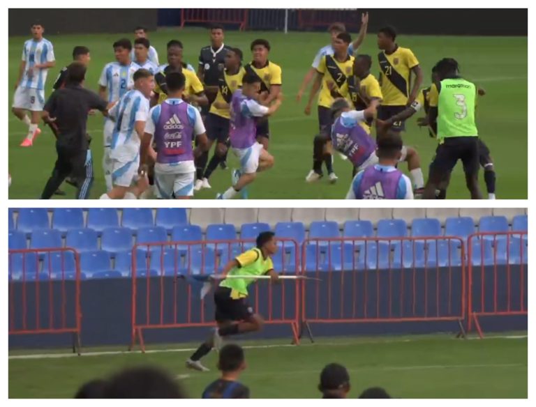 (VIDEO) DE AMISTOSO, NADA: Grave pelea entre Ecuador y Argentina Sub 16 en el Capwell