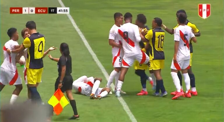 (VIDEO) CUATRO EXPULSADOS: Incidentes en el Ecuador Sub 20 vs Perú