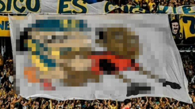 (FOTO) La obscena bandera de la hinchada de Rosario Central burlándose de Keylor Navas