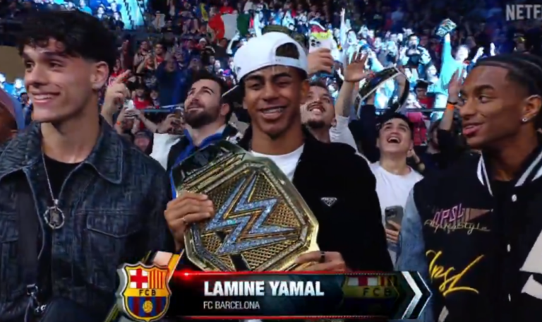 (VIDEO) Lamine Yamal y su aparición en un evento de la WWE
