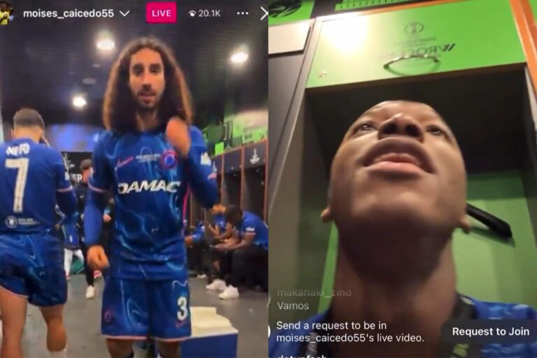 (VIDEO) “¡Vaya tiro de m… has hecho!” Cucurella bromeó con Moisés Caicedo tras su golazo
