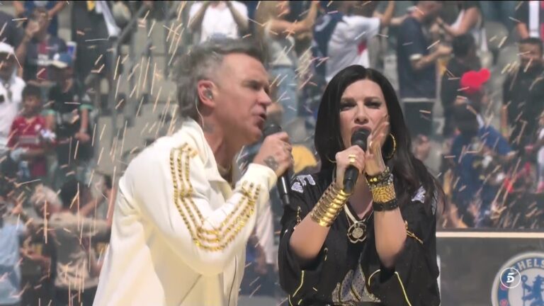 (VIDEO) Robbie Williams y Laura Pausini brillan en la clausura del Mundial de Clubes 2025
