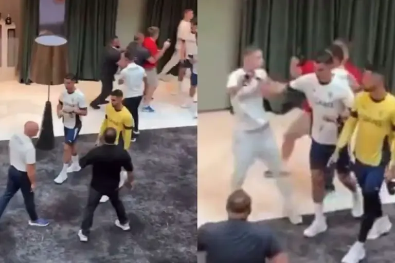 (VIDEO) Cristiano Ronaldo empuja a un hincha que intentó tomarse una foto