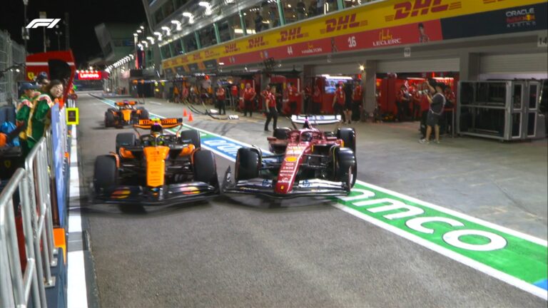 Incidente en el GP de Singapur: Norris y Leclerc chocan en el pit lane