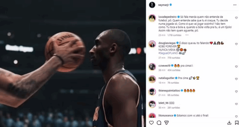Neymar publica mensaje enigmático con foto de Kobe Bryant tras críticas en Brasil