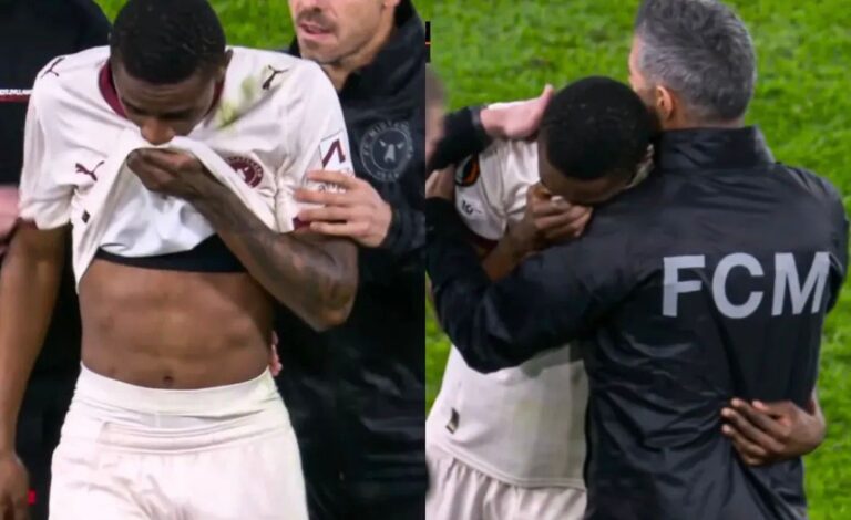 Denil Castillo salió entre lágrimas en la Europa League tras lesionarse ante la Roma