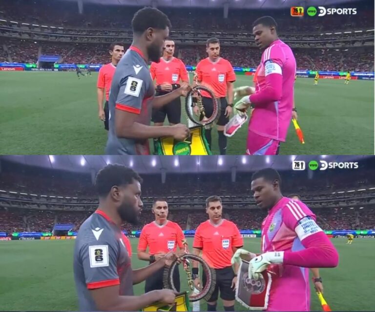 (VIDEO) ¡INSÓLITO MOMENTO en el sorteo previo al partido entre Jamaica y Nueva Caledonia!
