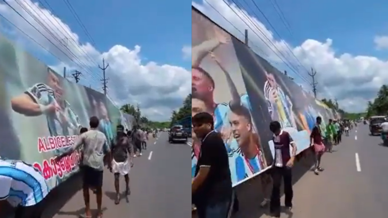 EN INDIA: Mural en homenaje a Messi y Argentina antes del debut en el Mundial