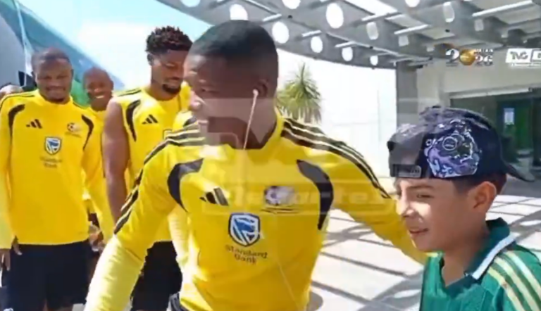 (VIDEO) ÚNICO HINCHA: Plantel de Sudáfrica y su reconocimiento a pequeño aficionado