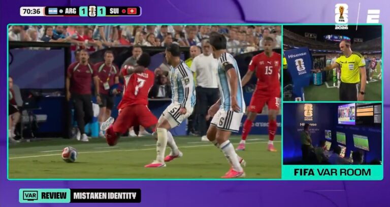 (VIDEO) Polémica en el Argentina vs. Suiza: revocan amarilla a Paredes y terminan expulsando a Embolo por simulación