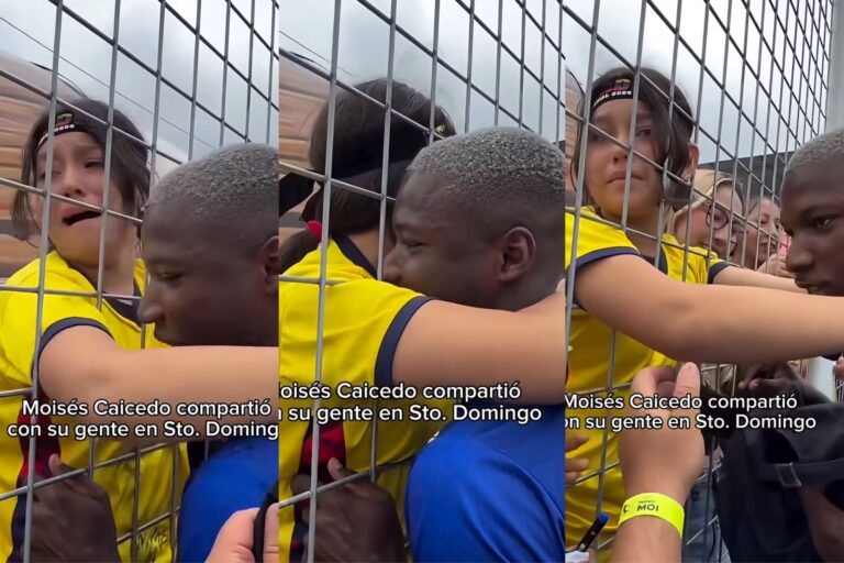 (VIDEO) Lindo momento en Santo Domingo: niña llora al abrazar y conocer a Moisés Caicedo