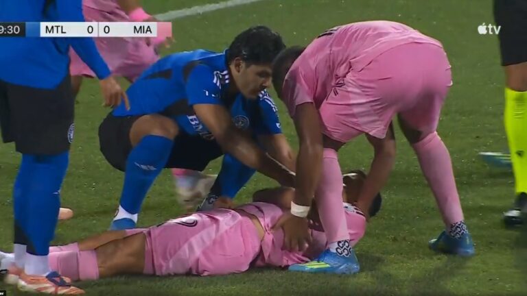 (VIDEO) IMPACTANTE: Delantero del Inter Miami se fue en ambulancia tras un duro golpe