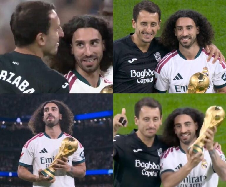 (VIDEO) Cucurella invita a Oyarzabal al homenaje en el Bernabéu: el gesto que emocionó a todo el estadio