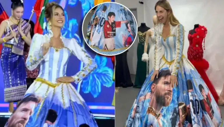 Miss Mundo Argentina usó vestido en homenaje a Lionel Messi